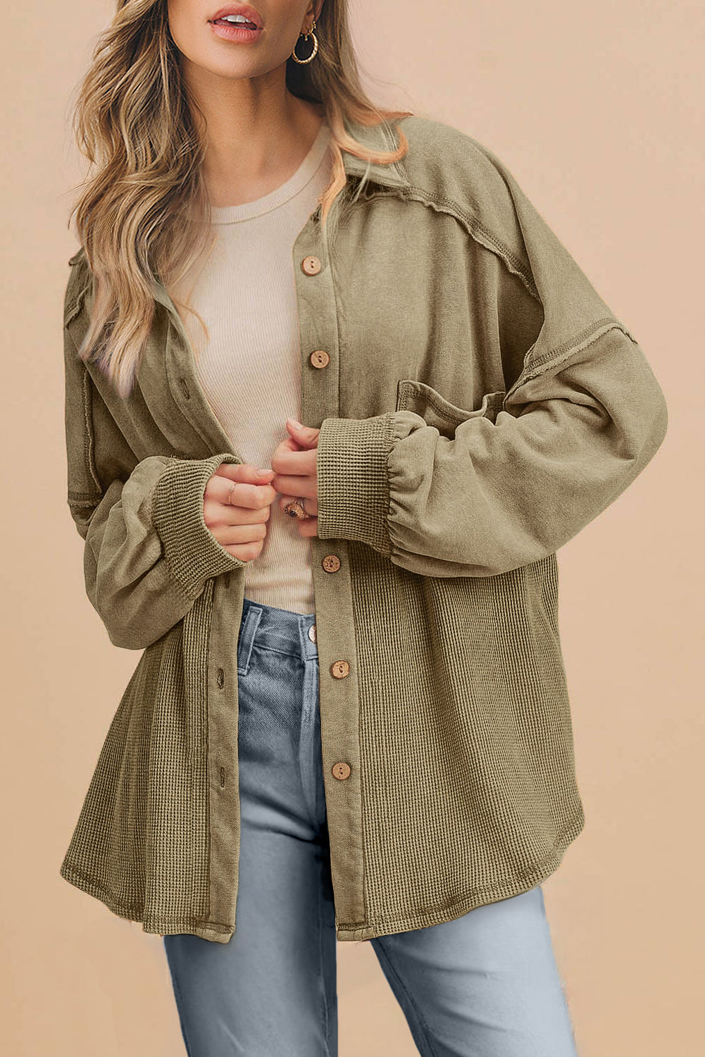 Moss green oversized shacket