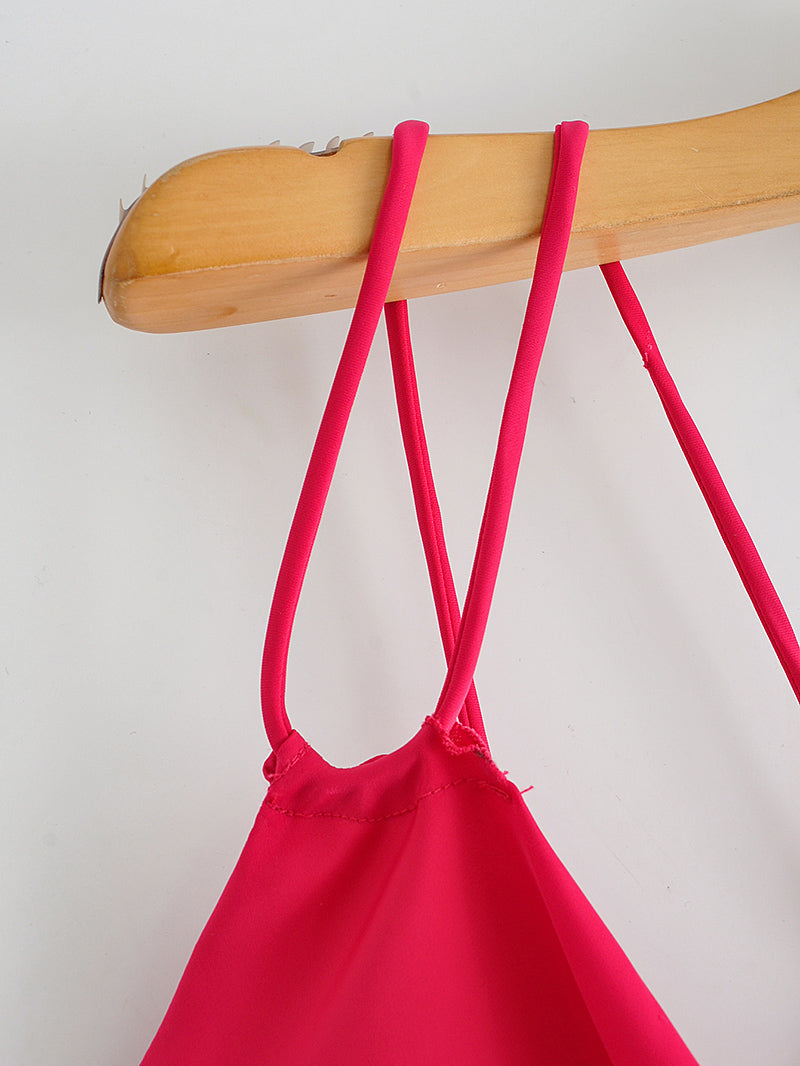 Autumn Sexy Red Silk Satin Texture Strap Dress Bella Mia