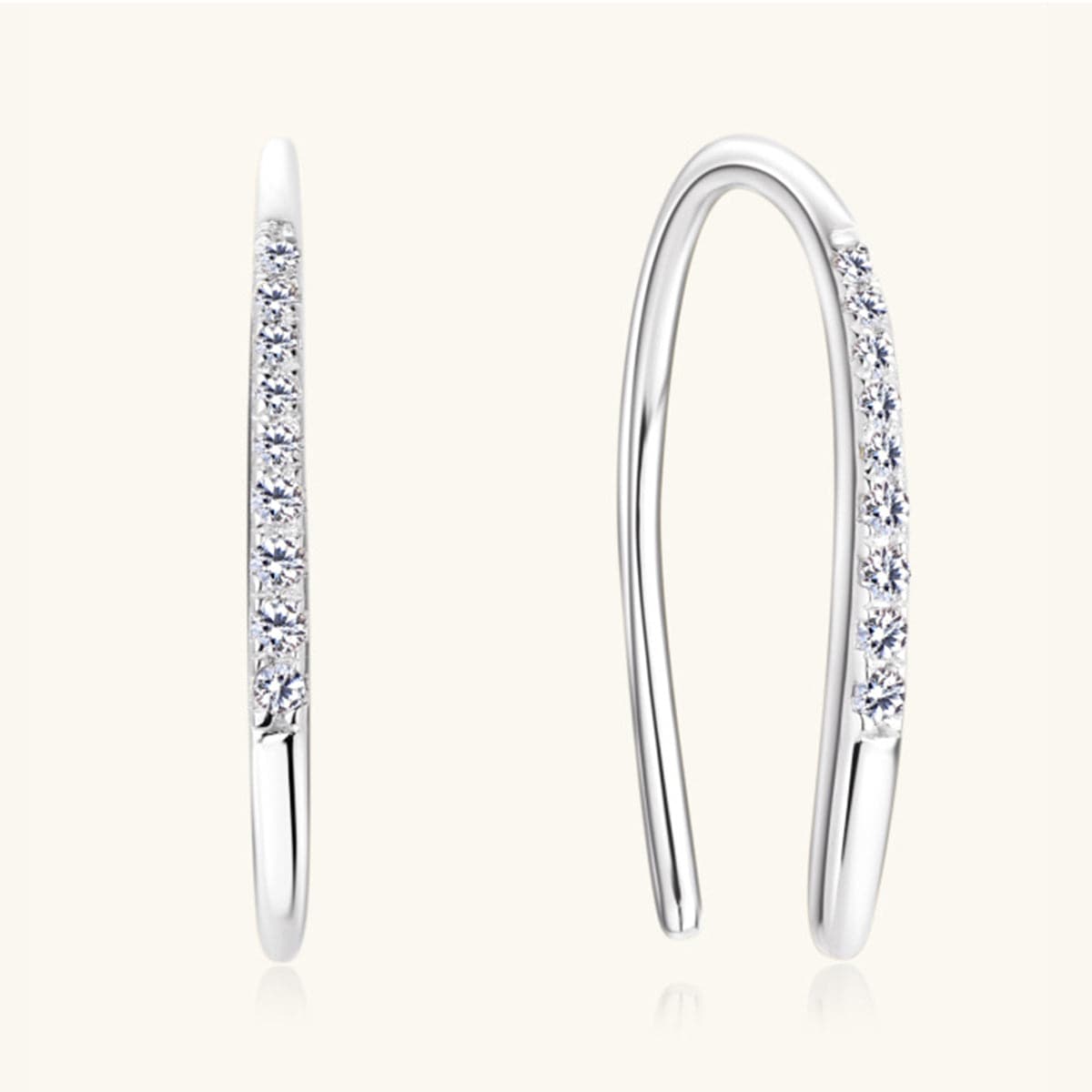 Moissanite 925 Sterling Silver U Shape Earrings.