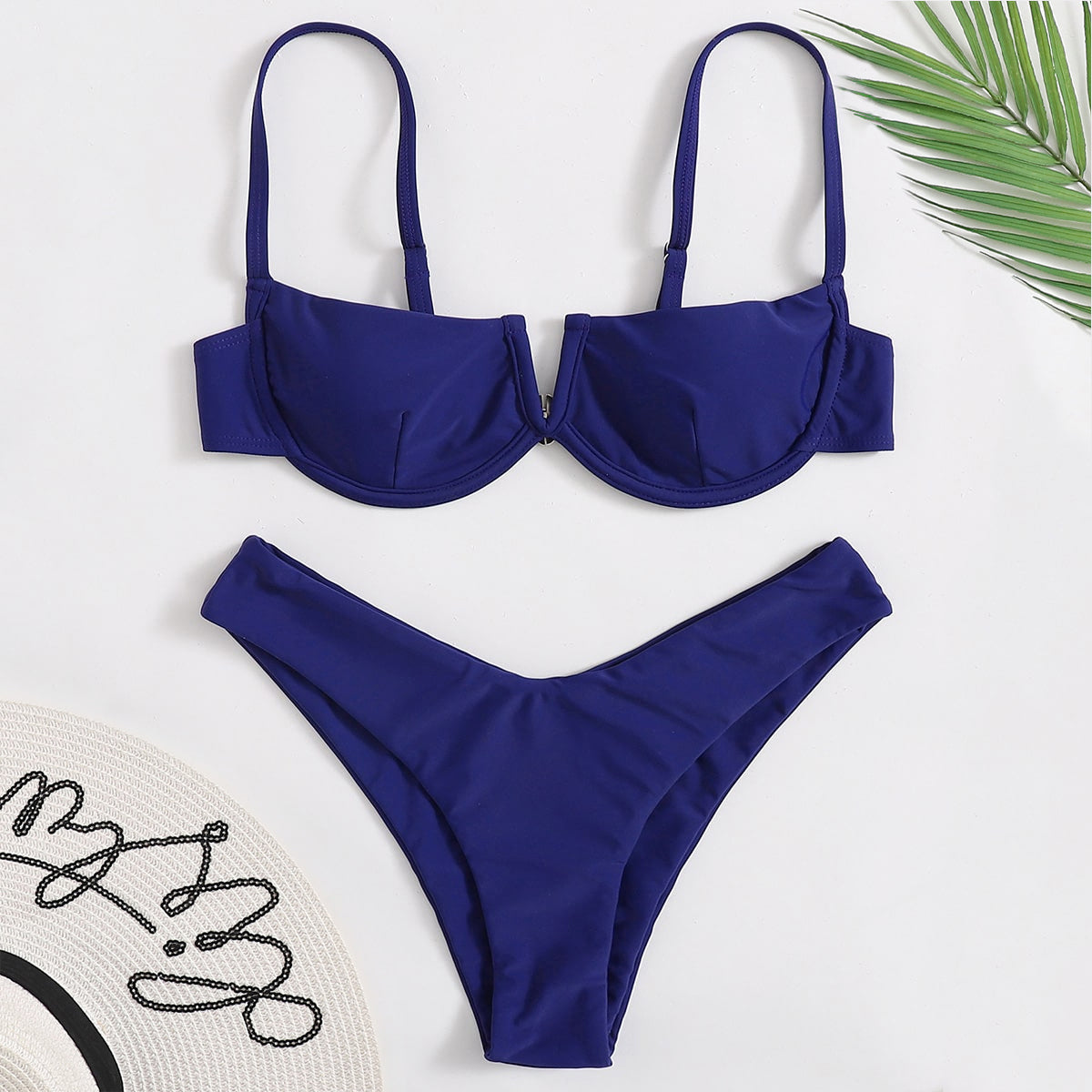 Swimsuit Women Steel Bracket Gathered Sexy Bikini Solid Color Bikini Swimsuit Bella Mia