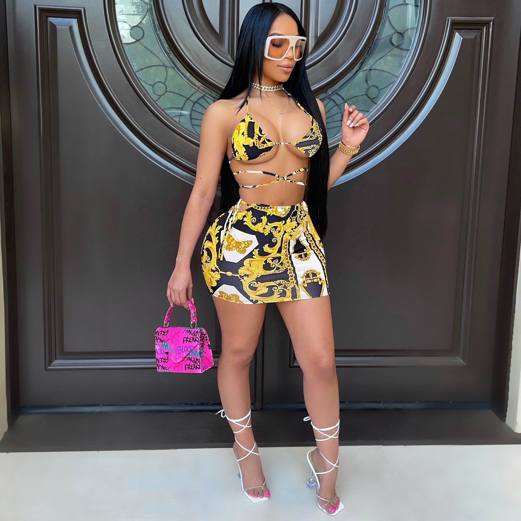 Women Clothing Spring Summer Color Pattern Printed Swimsuit Set Bella Mia