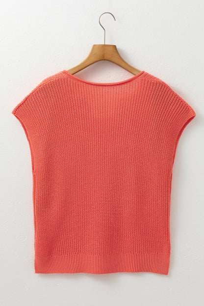 Flamingo Textured Knit V-Neck Sweater T-Shirt with Notch Design