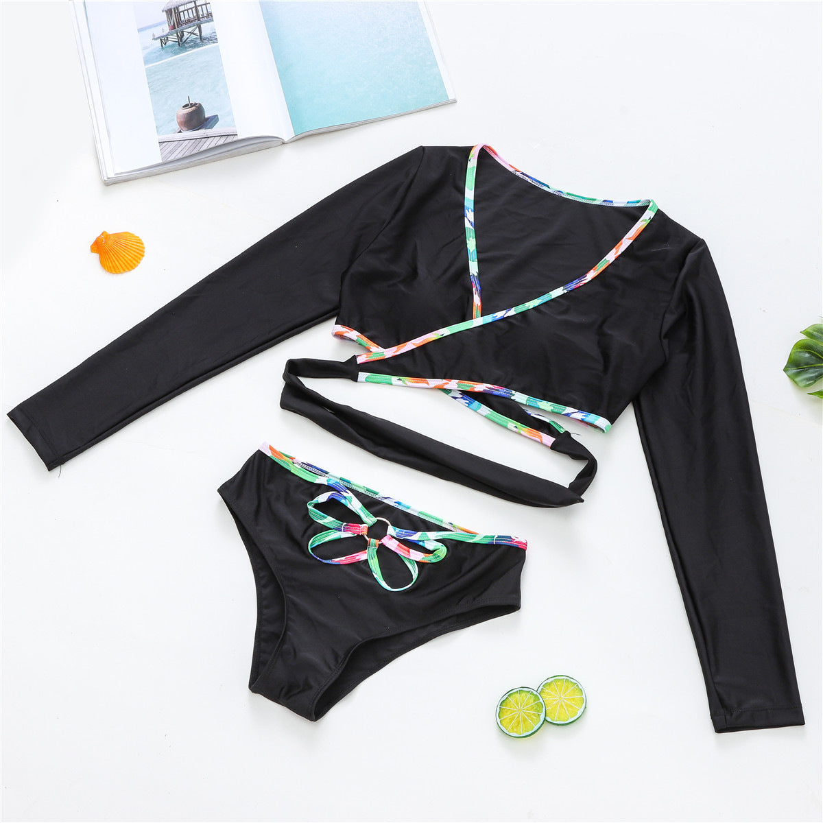 Long Sleeve Solid Color Sexy Swimsuit Bikini Swimsuit Women Bella Mia