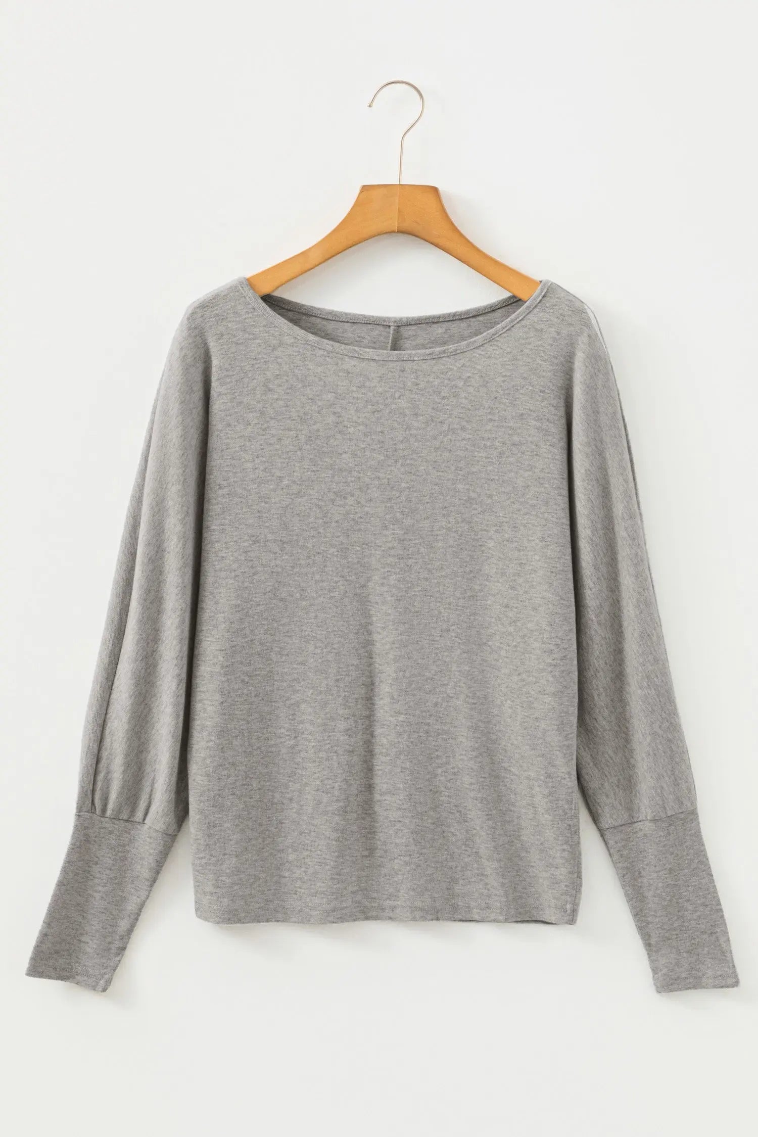 Light Grey Solid Color Extended Cuffs Long Sleeve Top Dear-Lover Dropshipping