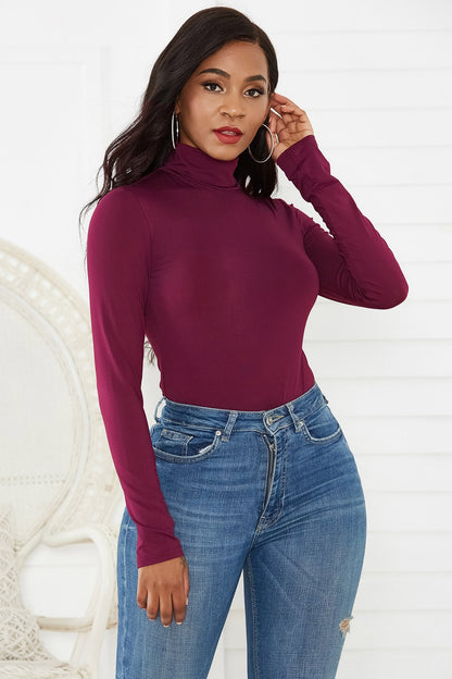 Sexy Women Clothing 12-Color Long Sleeve Turtleneck Slim Fit Solid Color Tight Bodysuit Winter Plus size