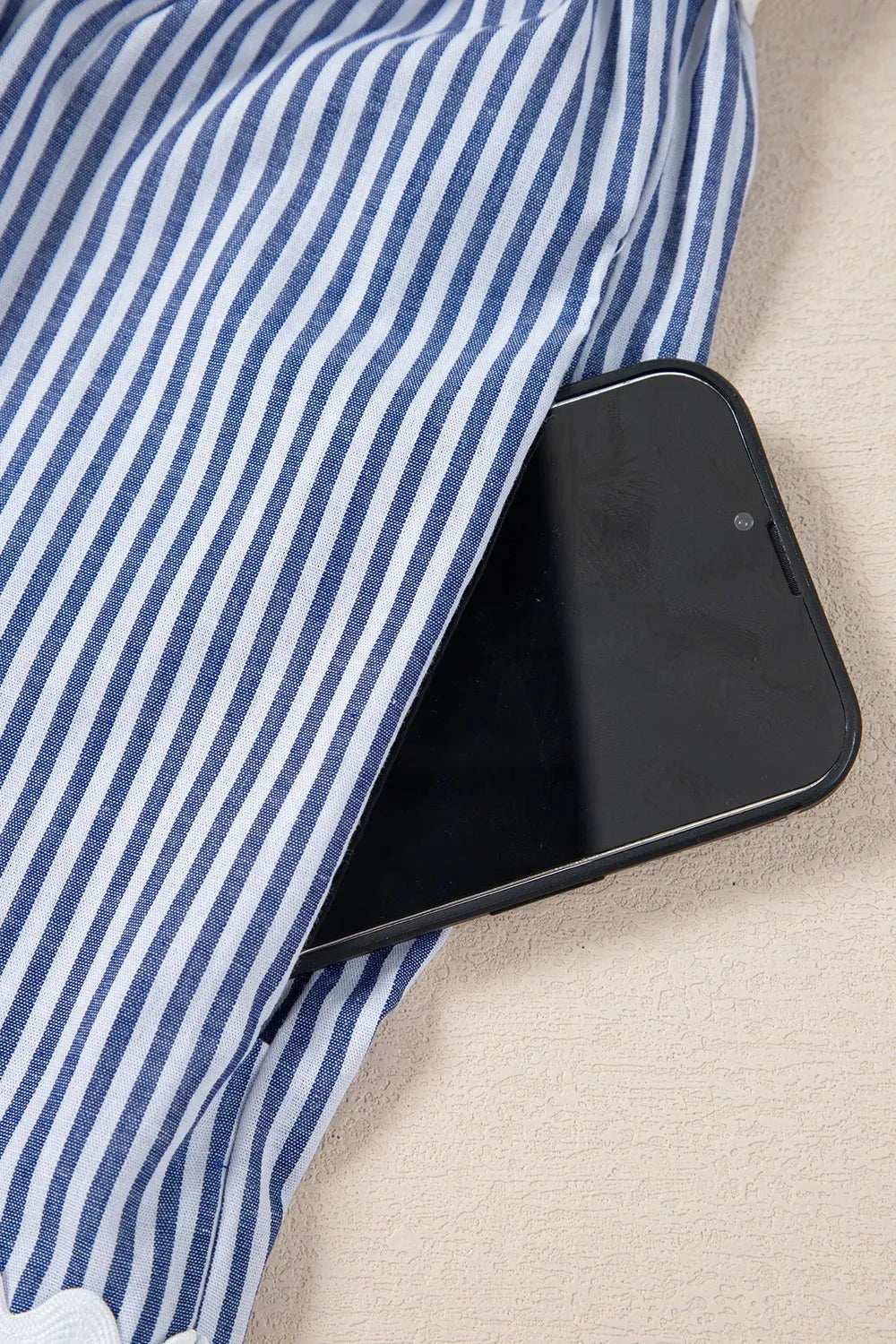 Stripe Sleeveless Notched Ric Rac Mini Dress Simply Love