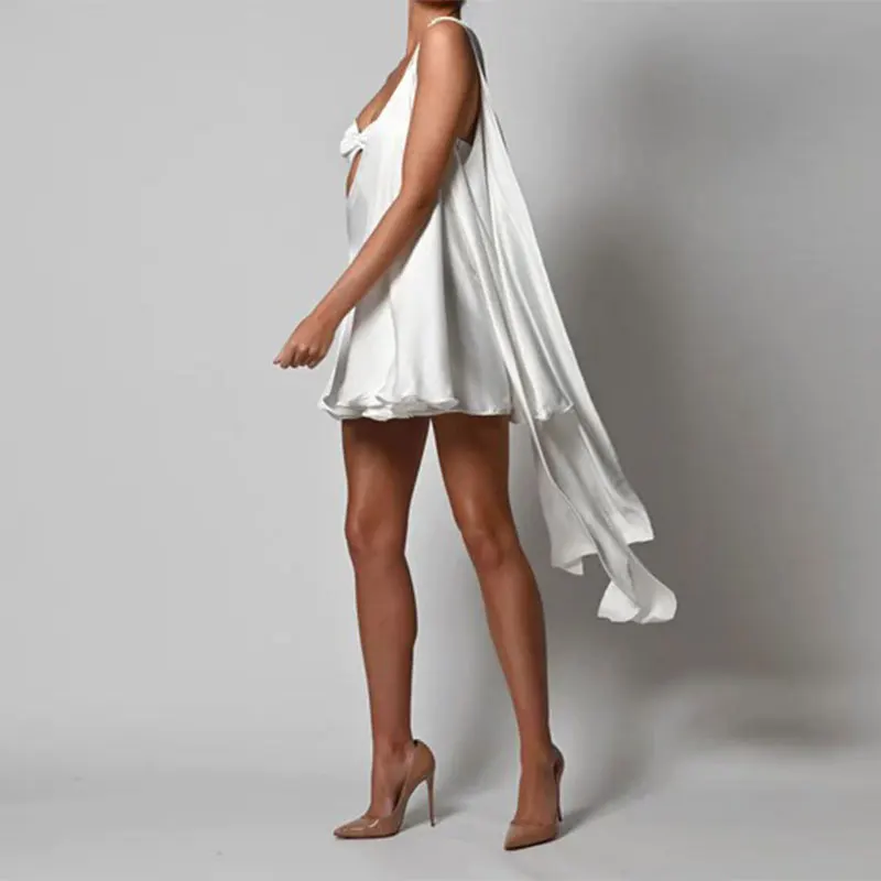 Spring Summer Women Clothing Dress Sexy Satin Slant Shoulder Mini Party Two Piece Dress Bella Mia