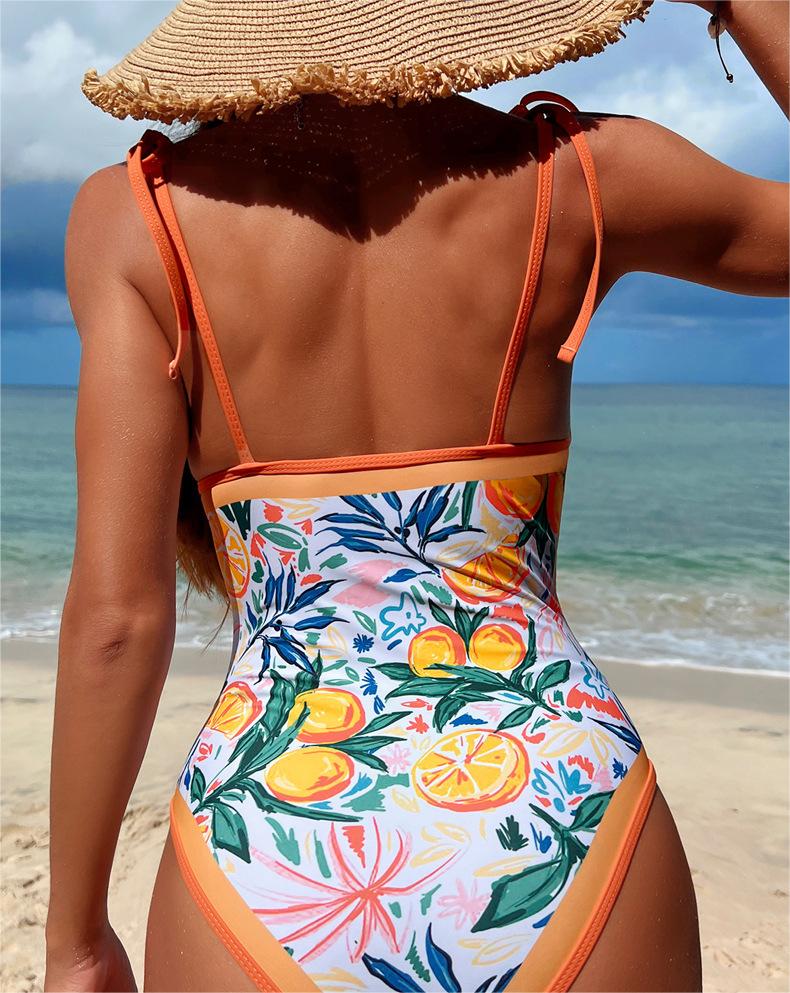One Piece Swimsuit Sexy Suspenders Backless One Piece Printing Swimsuit Swimsuit Bella Mia