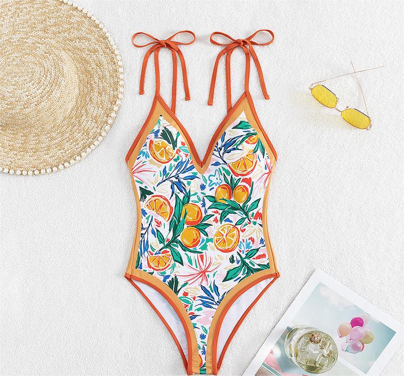 One Piece Swimsuit Sexy Suspenders Backless One Piece Printing Swimsuit Swimsuit Bella Mia