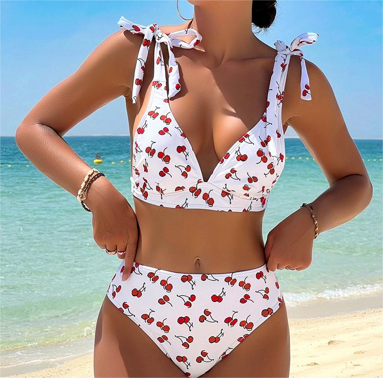 Bikini Sexy Fruit High Waist Bikini Bow Lace Up Swimsuit Bella Mia