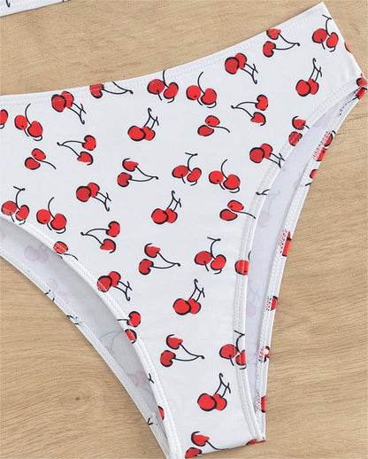 Bikini Sexy Fruit High Waist Bikini Bow Lace Up Swimsuit