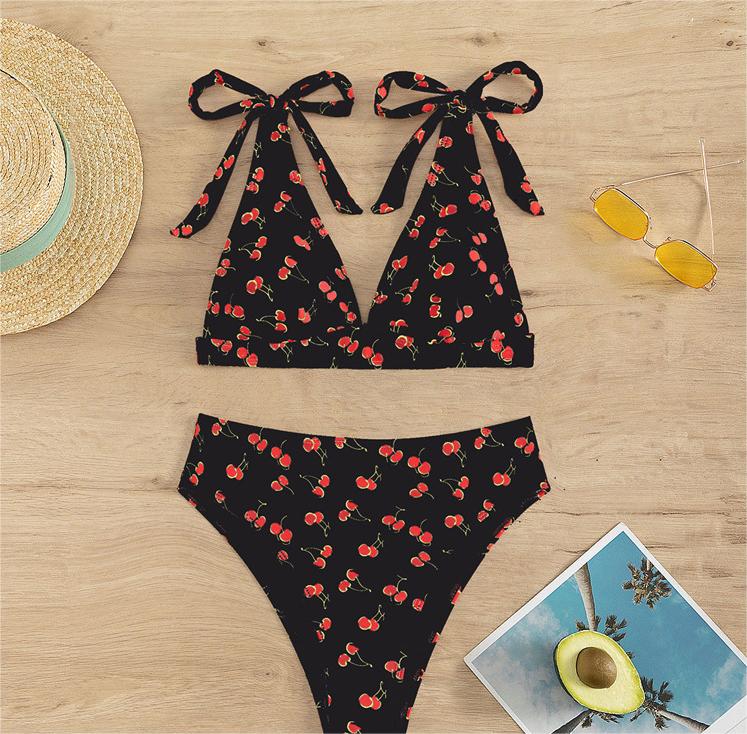 Bikini Sexy Fruit High Waist Bikini Bow Lace Up Swimsuit Bella Mia