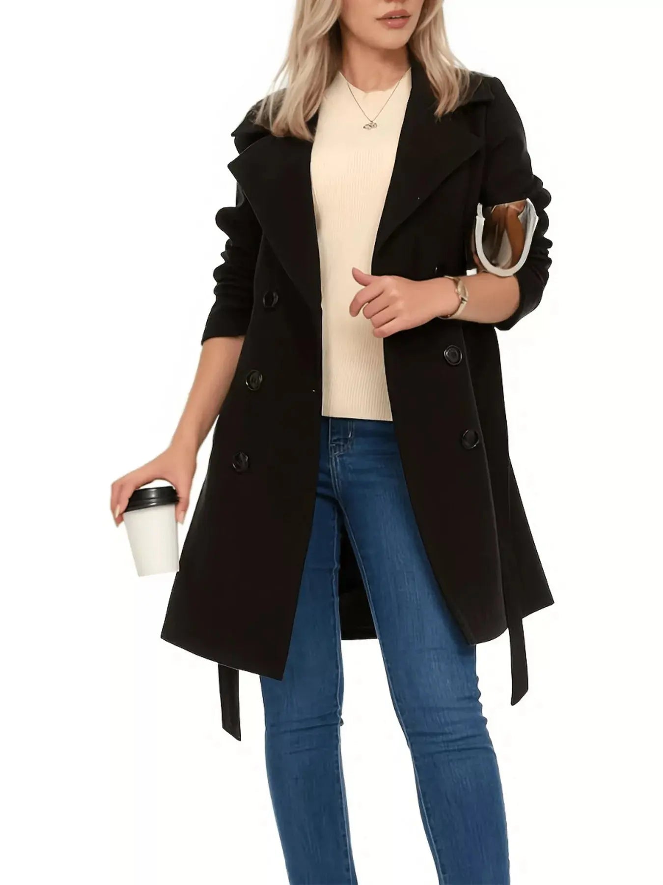 Double Breasted Long Sleeve Coat Simply Love