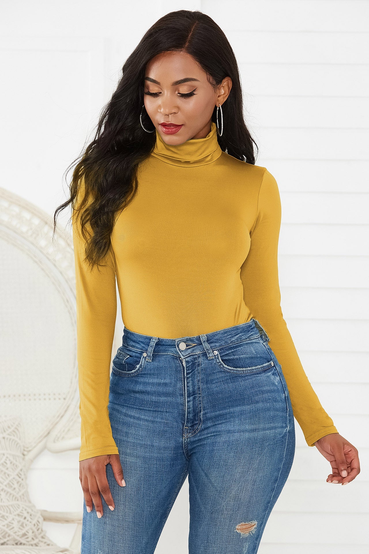 Sexy Women Clothing 12-Color Long Sleeve Turtleneck Slim Fit Solid Color Tight Bodysuit Winter Plus size