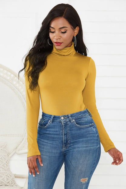 Sexy Women Clothing 12-Color Long Sleeve Turtleneck Slim Fit Solid Color Tight Bodysuit Winter Plus size