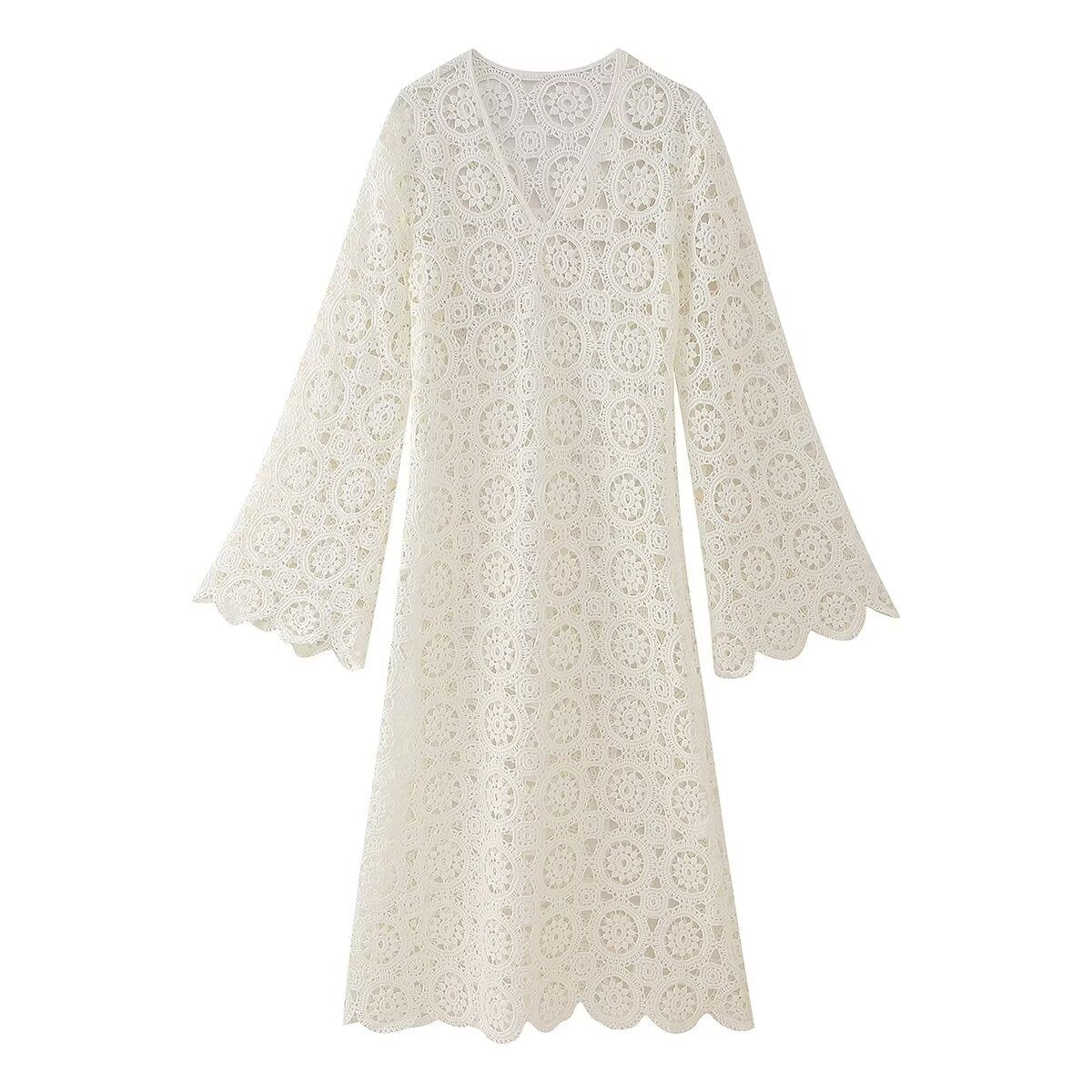 Spring Women Clothing Lace Embroidery Slim Fit Maxi Dress Women Bella Mia