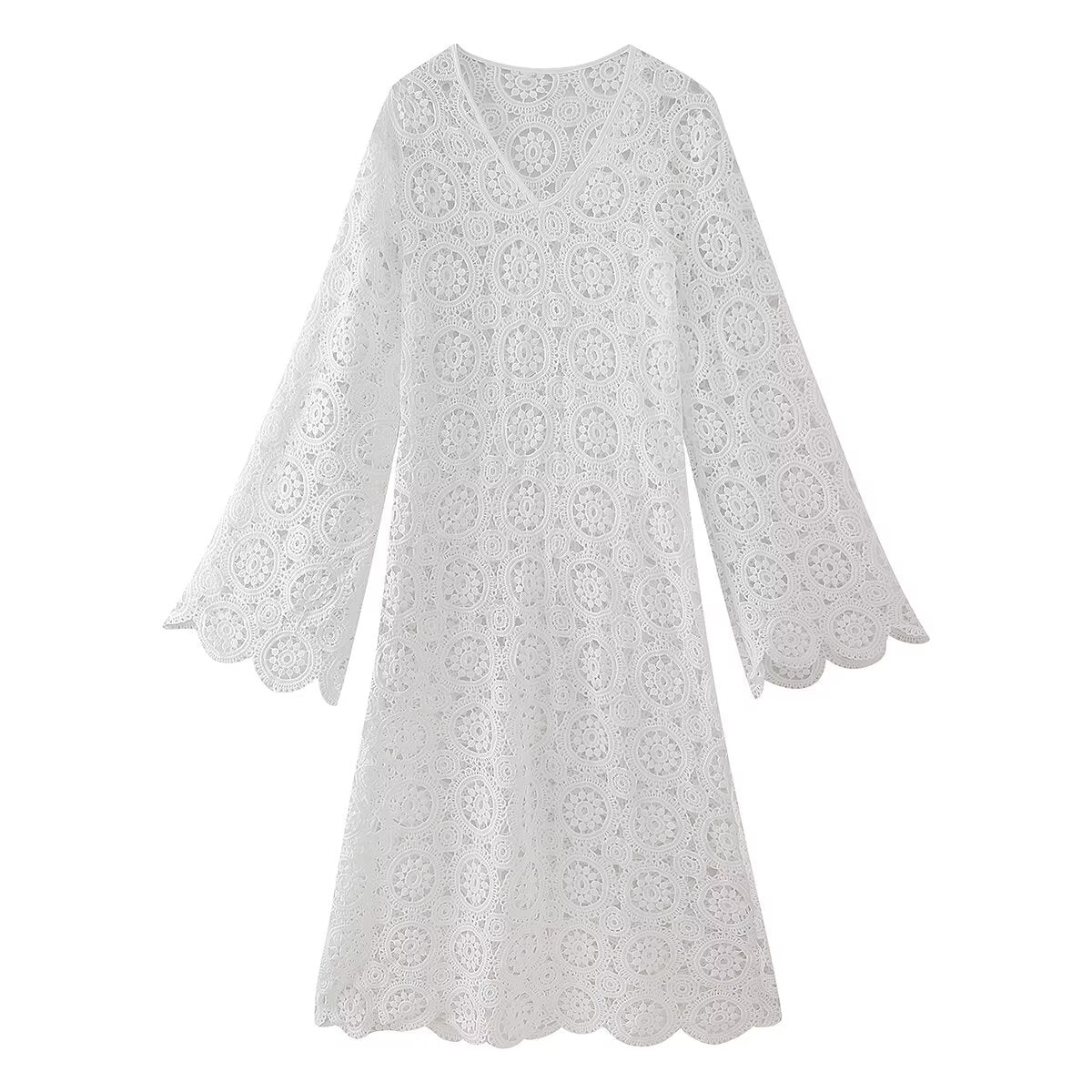 Spring Women Clothing Lace Embroidery Slim Fit Maxi Dress Women Bella Mia