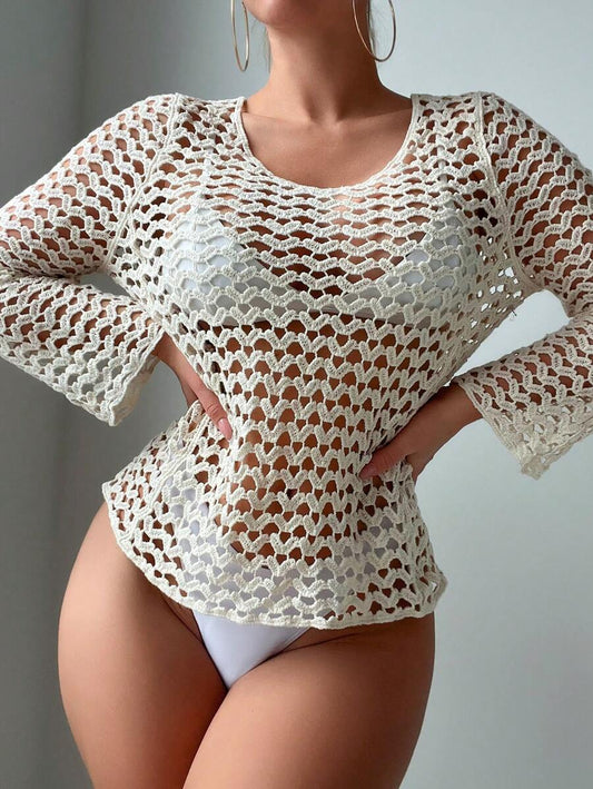 Crocheted Hollow Beach All Match Sun Cover Crochet hook Bella Mia