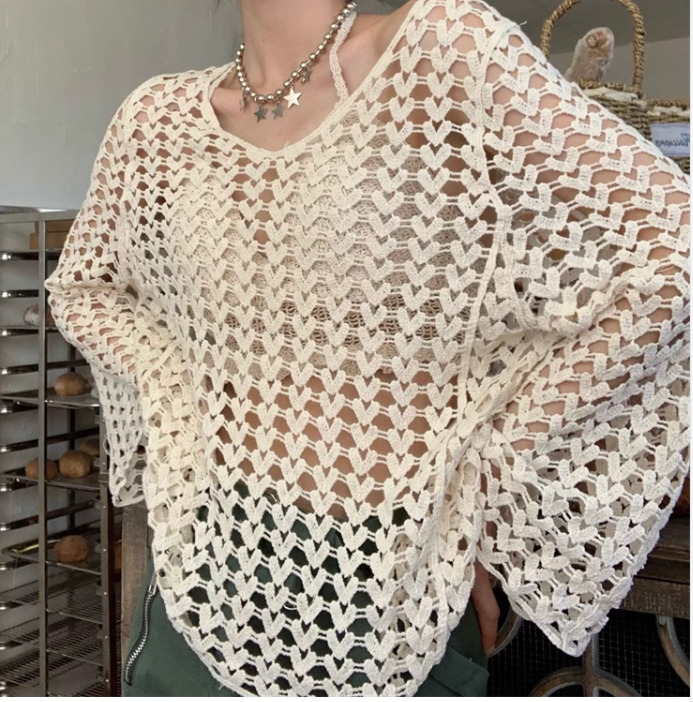 Crocheted Hollow Beach All Match Sun Cover Crochet hook Bella Mia