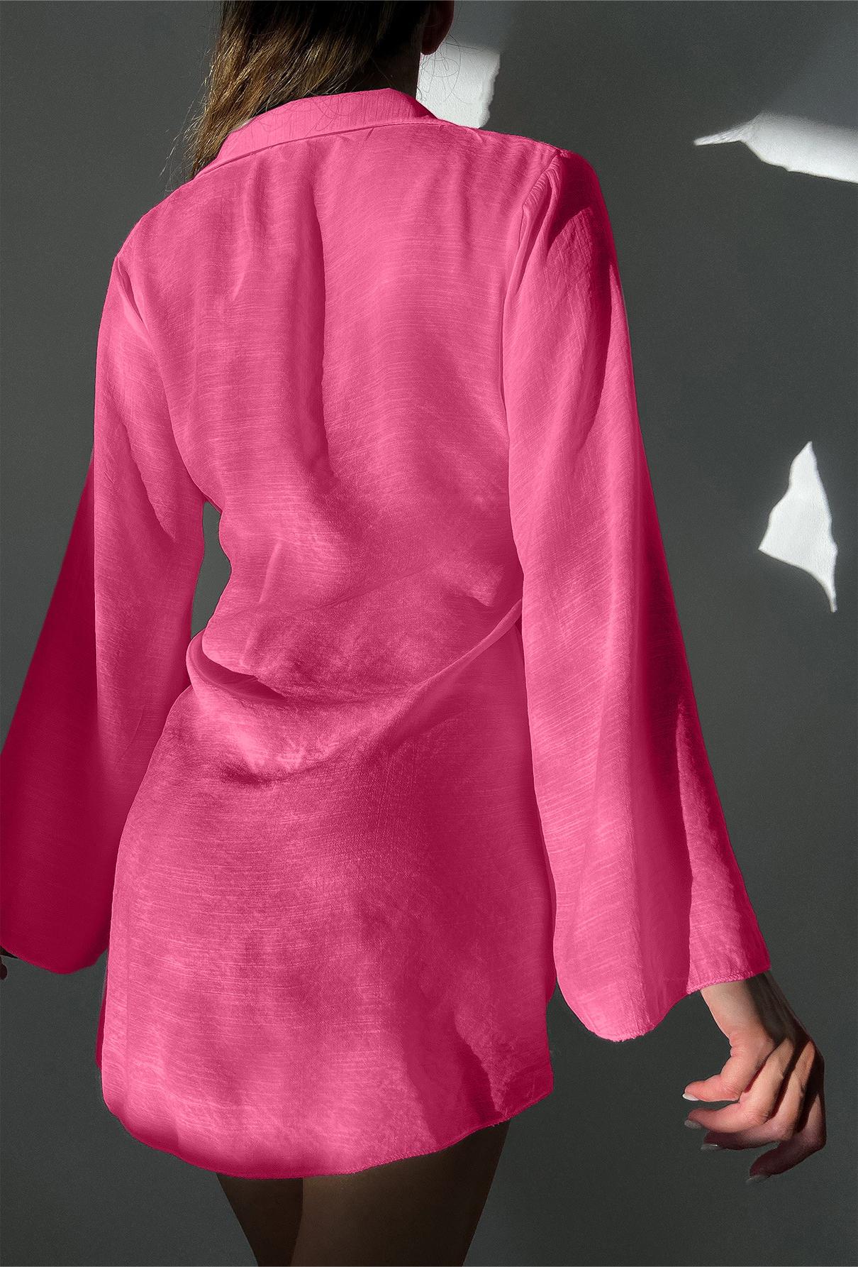 Spring Summer Beach Cover Up Comfortable Sun Protection Shirt V Neck Loose Tied Beach Overskirt Women Bella Mia