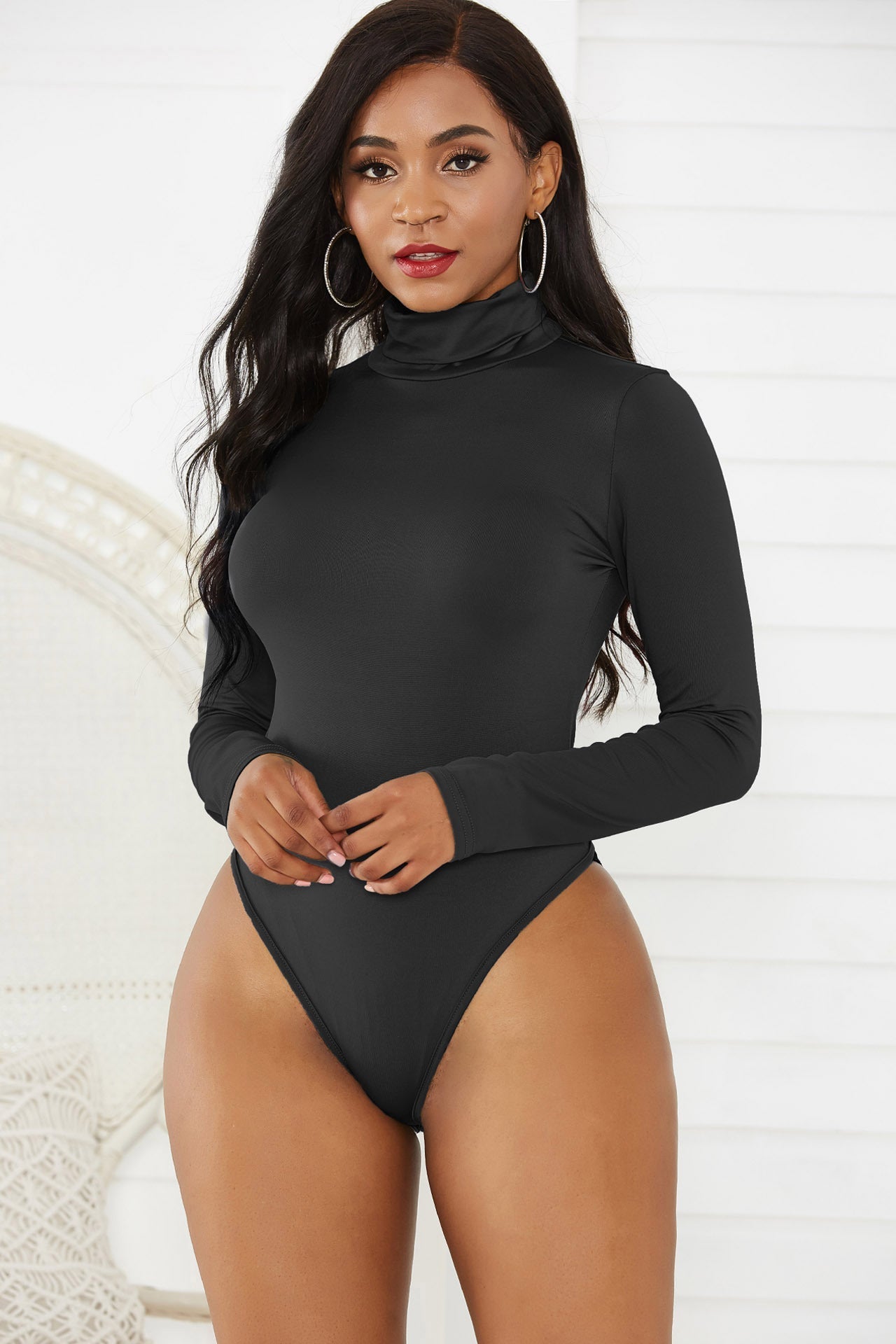 Sexy Women Clothing 12-Color Long Sleeve Turtleneck Slim Fit Solid Color Tight Bodysuit Winter Plus size Bella Mia