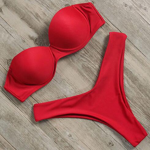 Popular Bikini Solid Color Split Swimsuit Women Swimsuit Bikini Bella Mia