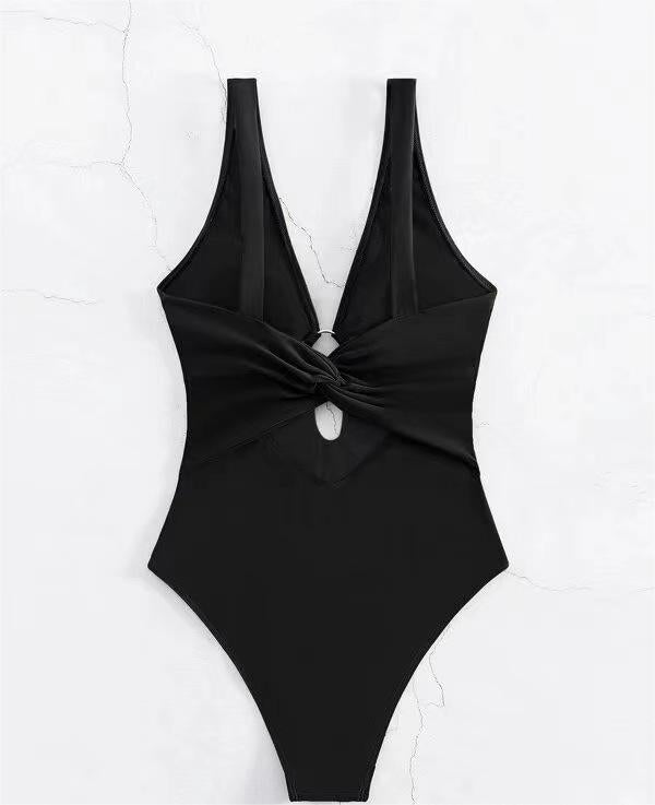 Popular Siamese Triangle Women Swimsuit Sexy Solid Color Hollow Out Cutout Bella Mia