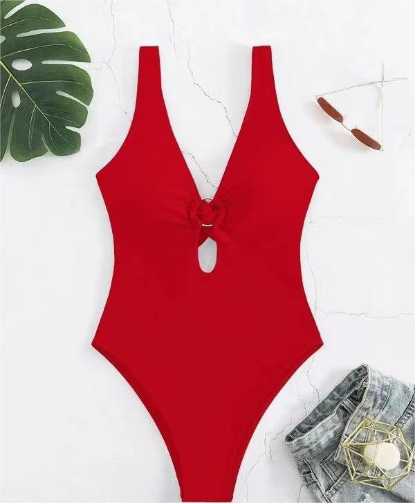 Popular Siamese Triangle Women Swimsuit Sexy Solid Color Hollow Out Cutout Bella Mia