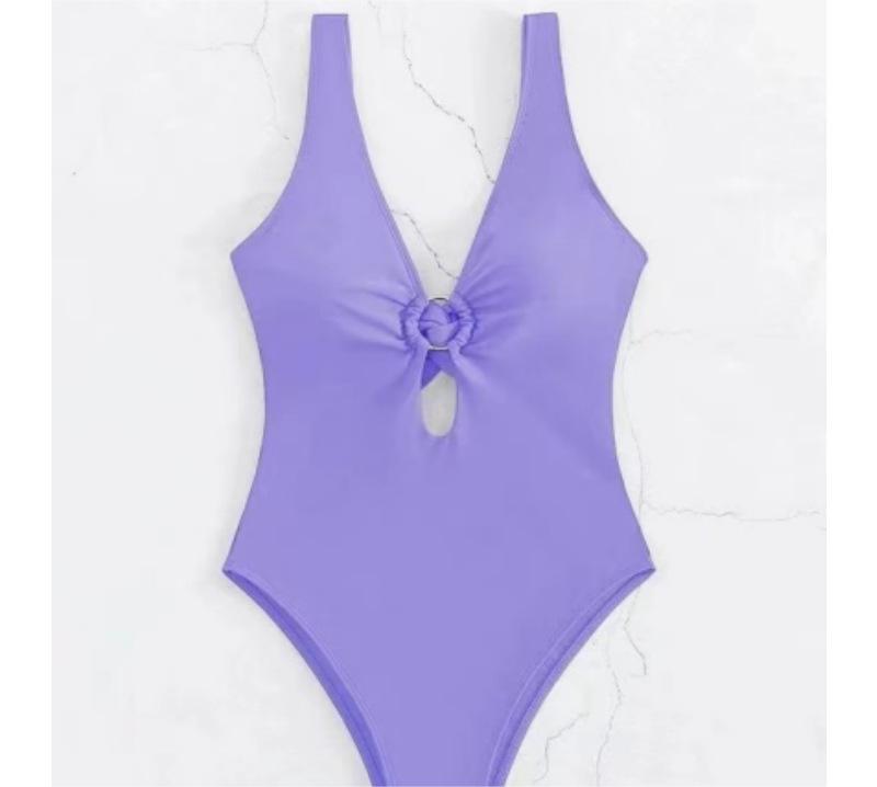 Popular Siamese Triangle Women Swimsuit Sexy Solid Color Hollow Out Cutout Bella Mia