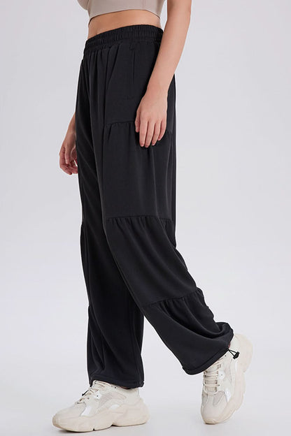 Ruched Elastic Waist Jogger Pants with Drawstring