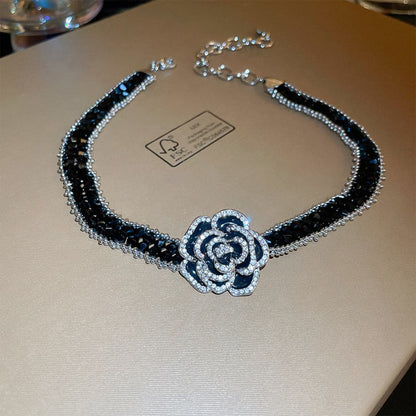 Alloy Crystal Rose Necklace.