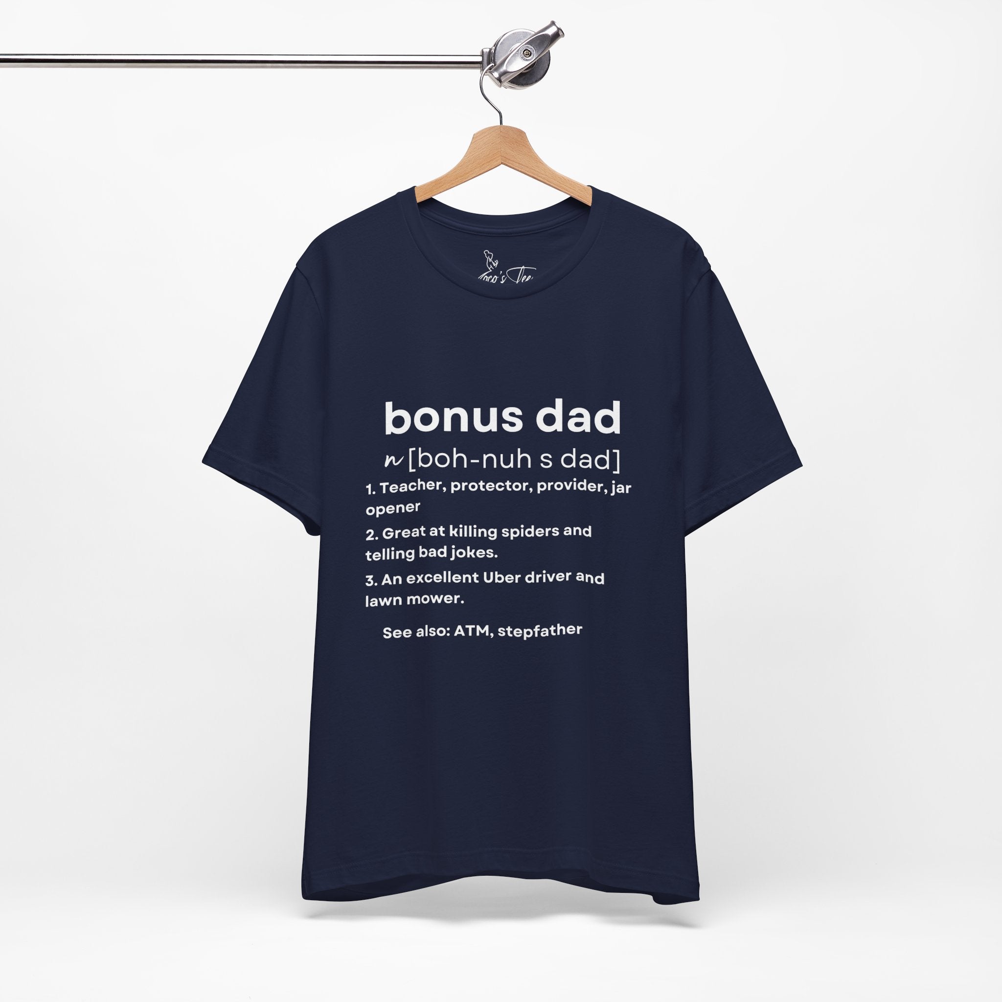 Bonus Dad Definition Tee Funny Heartfelt Straight Up Accurate Gift Shirt Bella Canvas 3001 Solid Black Light Gray White Coco’s Tee Boutique