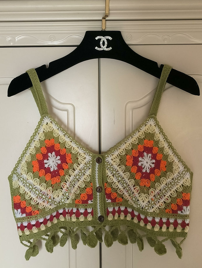 Women Vacation Summer Crop Top Crochet hook Bella Mia