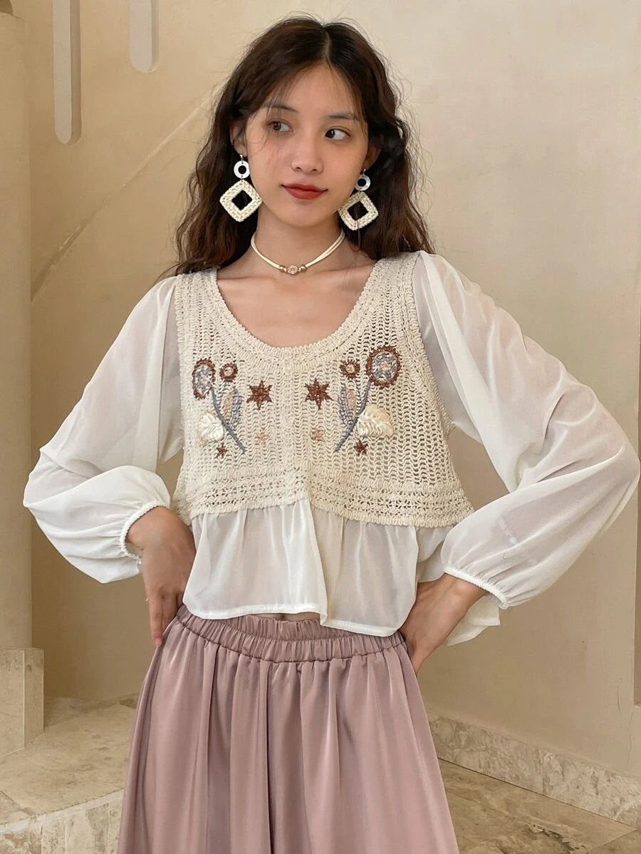 Women Summer Crocheted Solid Top Crochet hook Bella Mia