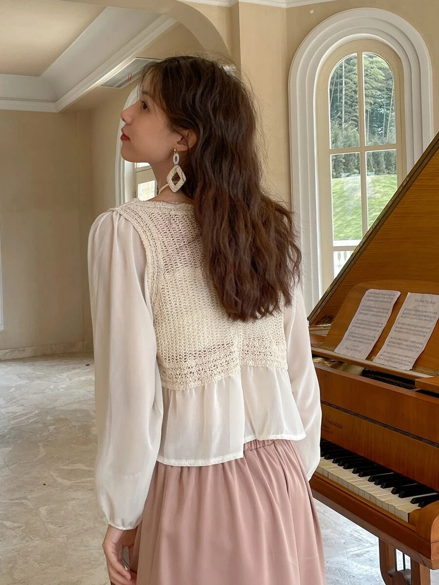 Women Summer Crocheted Solid Top Crochet hook Bella Mia