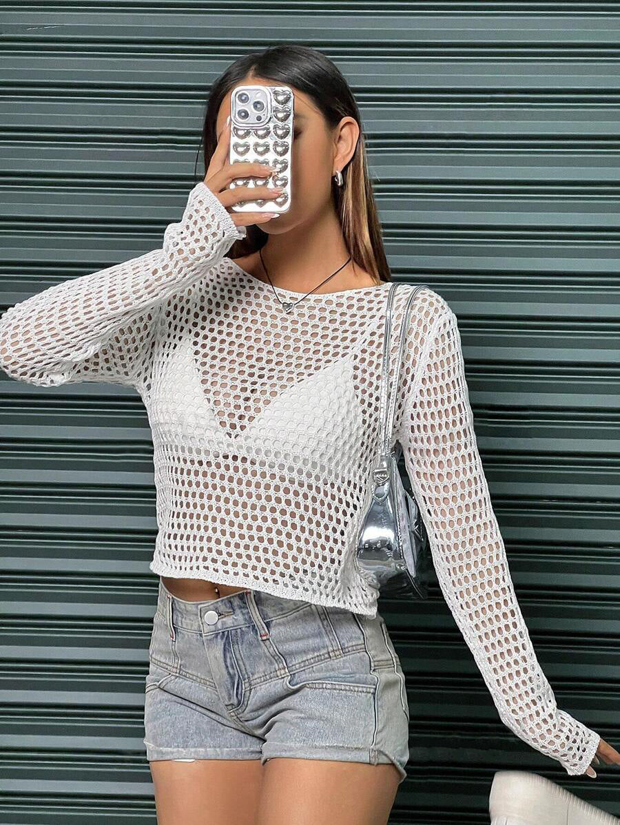 Women Summer Crocheted Solid Top Crochet hook Bella Mia