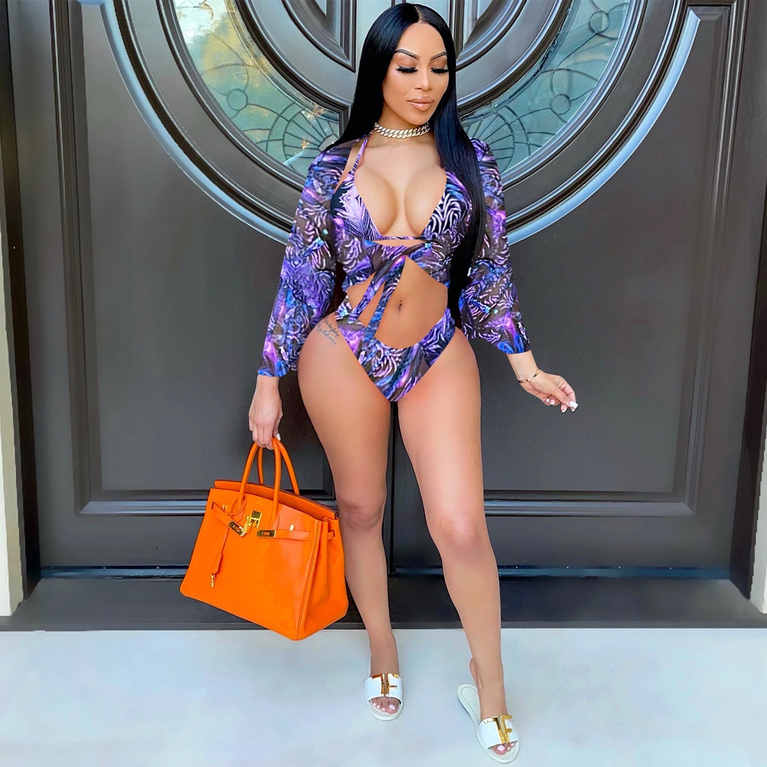 Sexy Bikini Mesh Leopard Print Three Point Sling Set Bella Mia