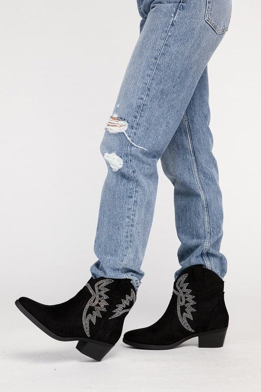 RONAN Rhinestone Western Booties.