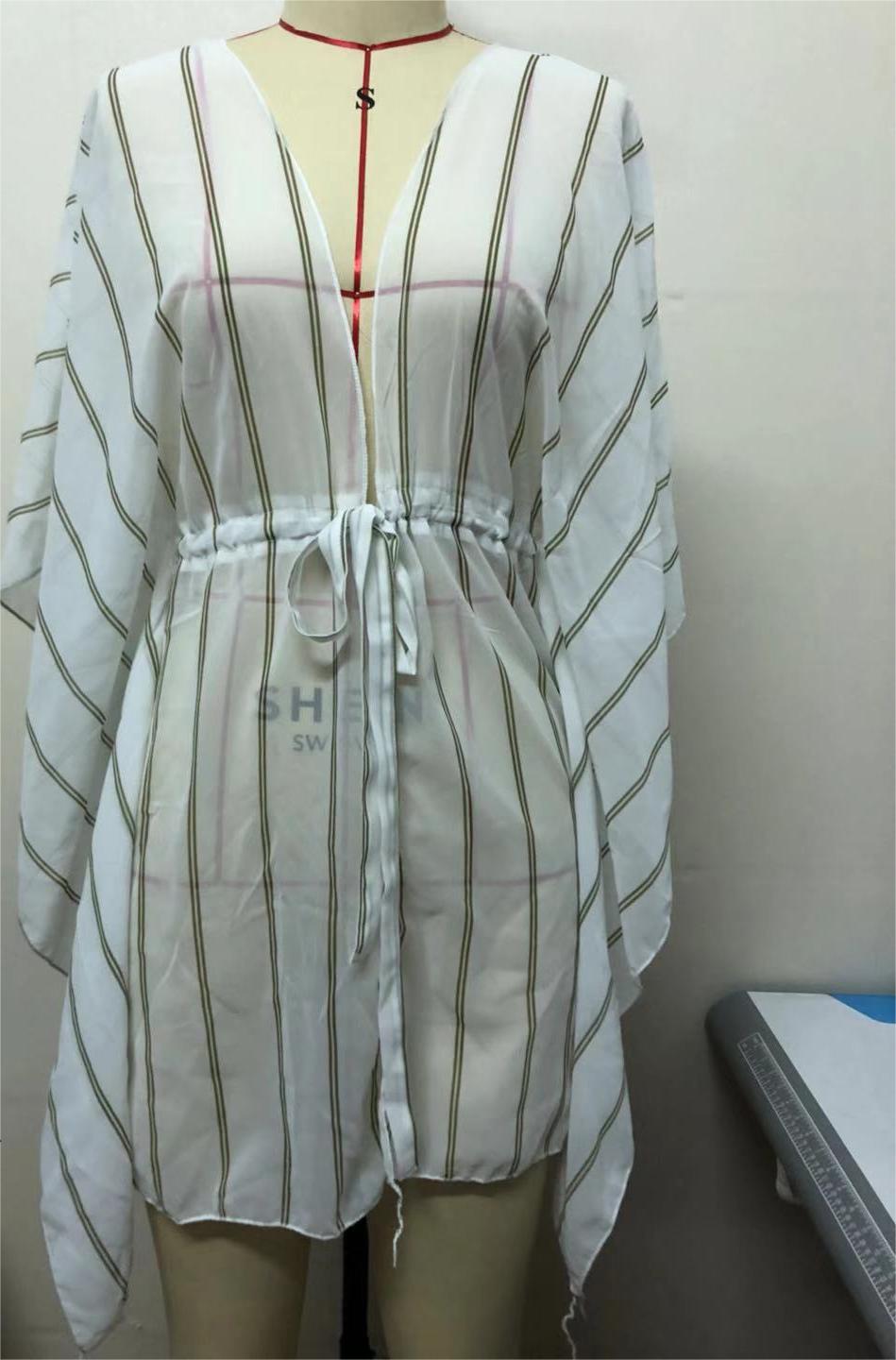 Popular Beach Cover Up Loose Striped Cardigan Bikini Strap Sun Protective Blouse Coverups Bella Mia