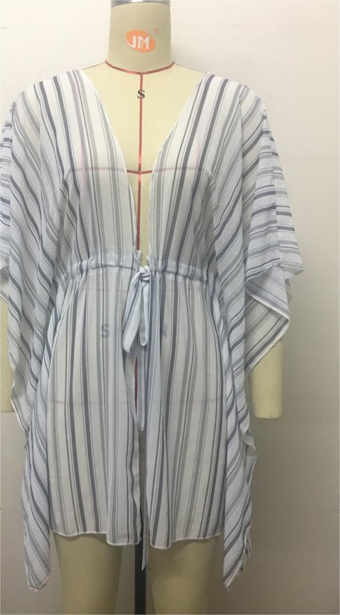 Popular Beach Cover Up Loose Striped Cardigan Bikini Strap Sun Protective Blouse Coverups Bella Mia