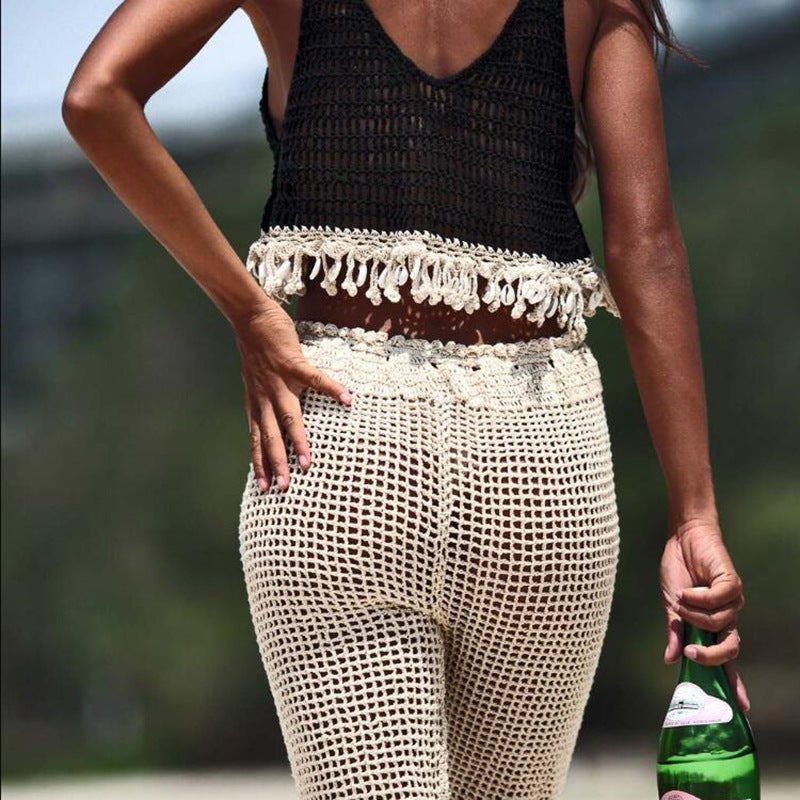 Sexy Hollow Out Cutout Shell Bikini Top Hand Crochet Female Sun Protective Blouse Bella Mia