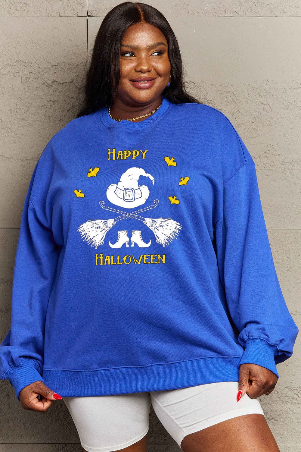 Simply Love Full Size HAPPY HALLOWEEN Graphic Sweatshirt.