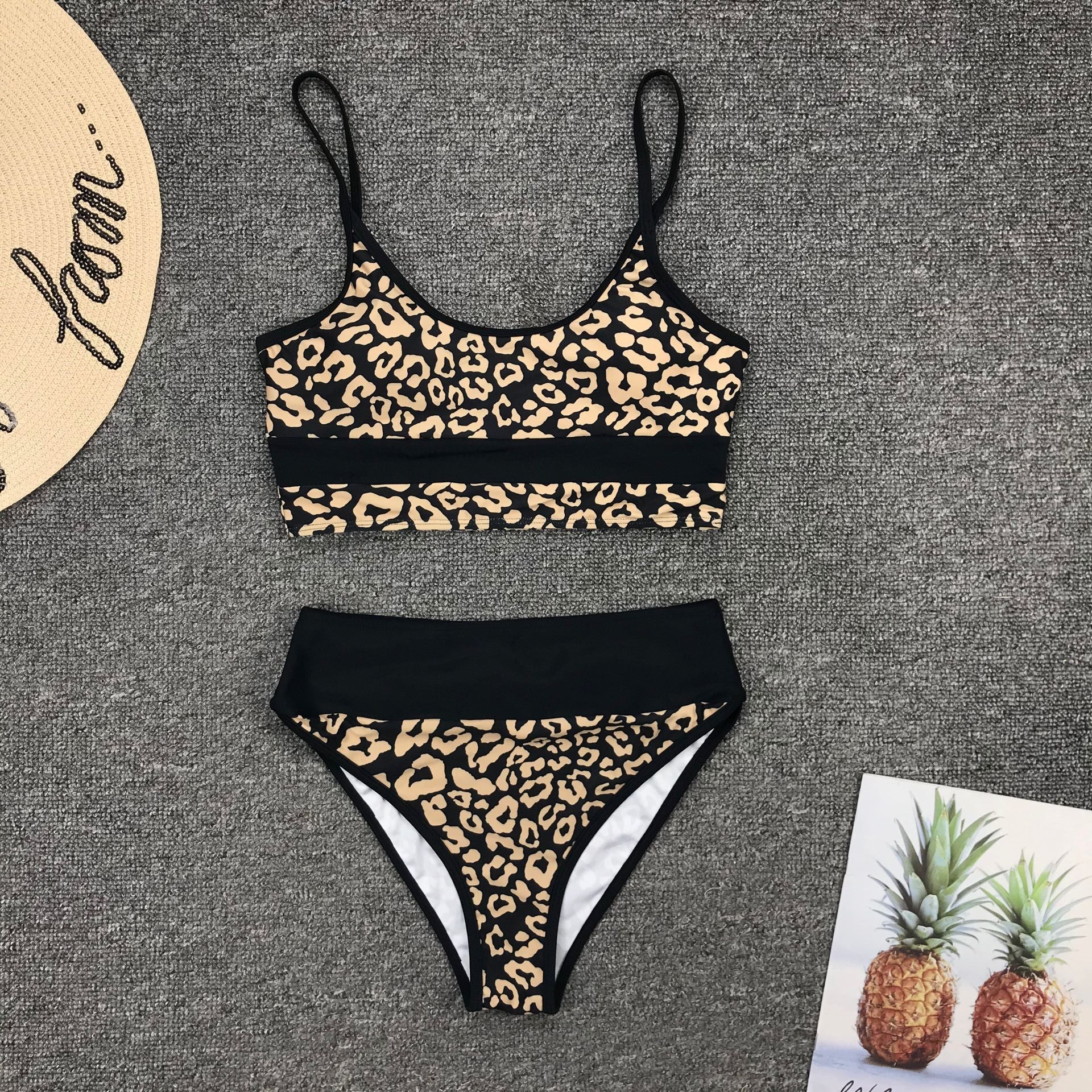 Women Split Swimsuit Sexy Leopard Splicing High Waist Bikini Bella Mia