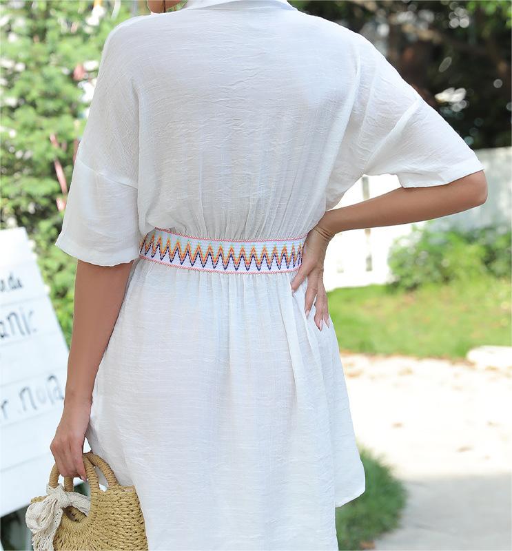 Beach Cover Up Thin Outer Match V Neck Beach Cover Up Beach Vacation Sun Protection Blouse Bella Mia