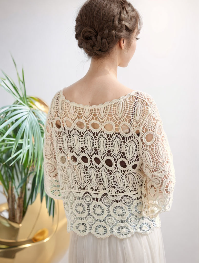 Knitted Hollow Top Wool Sweater Crochet hook Bella Mia