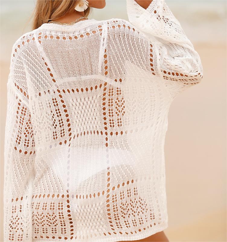 Outer Wear Sand Lace Shirt Bikini Skirt Blouse Seaside Vacation Hip Beach Cover Up Bella Mia