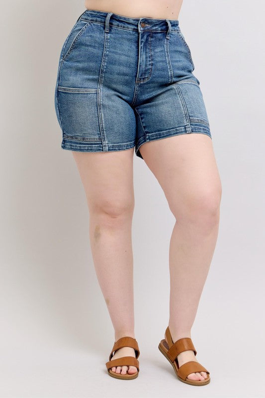 Judy Blue Full Size High Rise Denim Shorts Plus Size Coco’s Tee Boutique