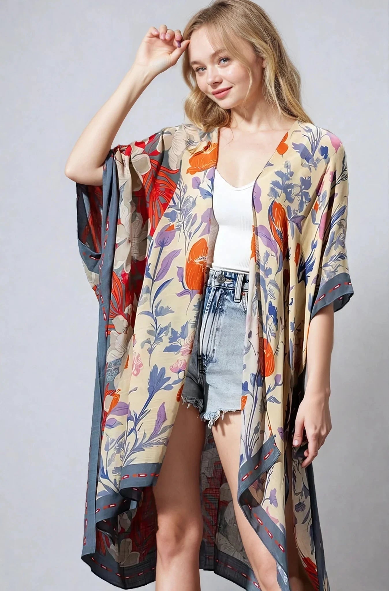 Wildflower Harmony Floral Bohemian Kimono Lightweight Fitkitty Culture Athleisure Wear, Yoga Wear & Women's Clothing
