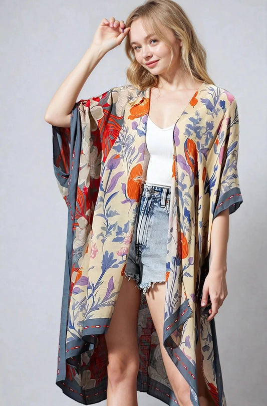 Wildflower Harmony Floral Bohemian Kimono Lightweight Fitkitty Culture Athleisure Wear, Yoga Wear & Women's Clothing