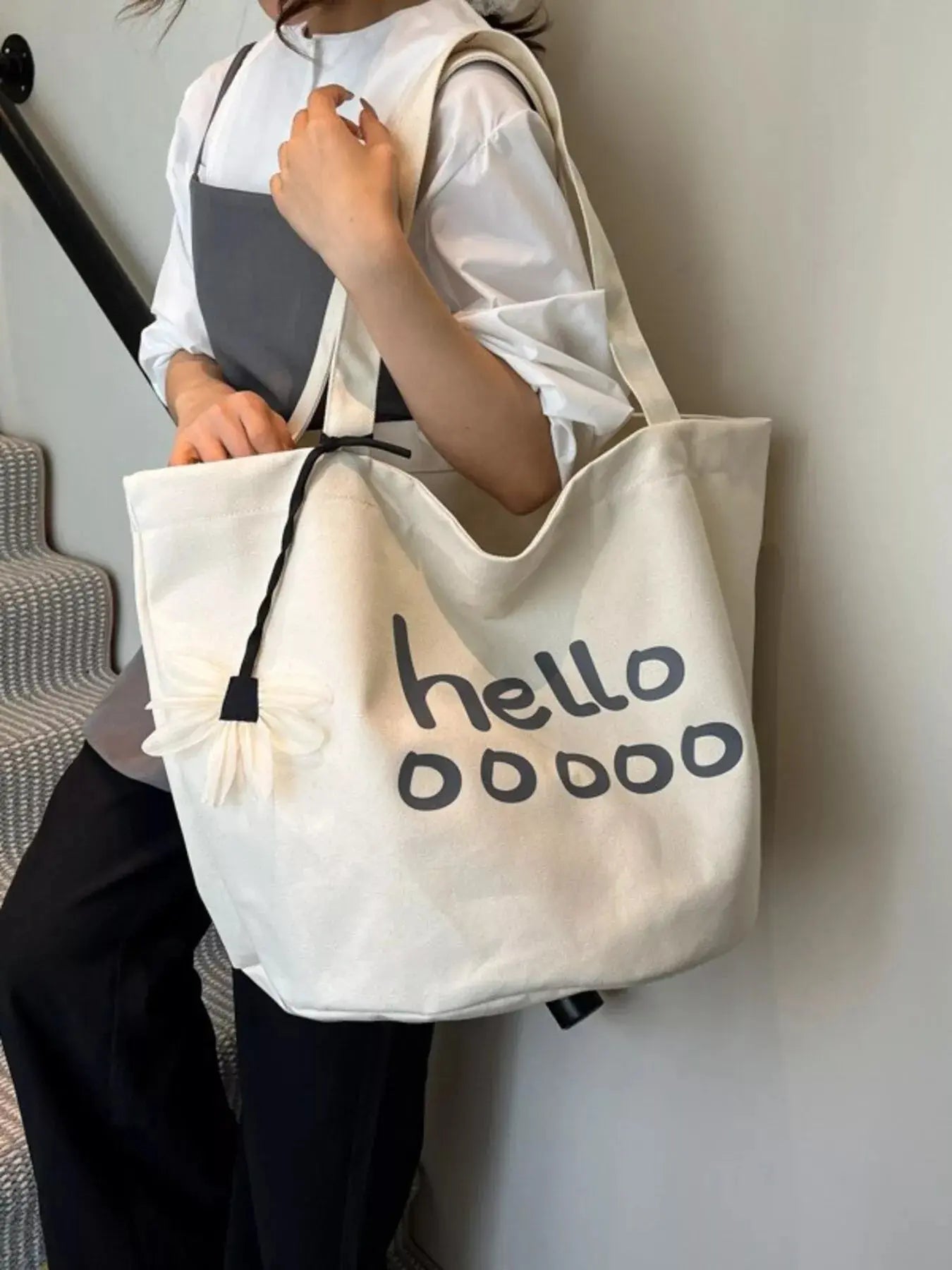 Letter Canvas Tote Bag Simply Love